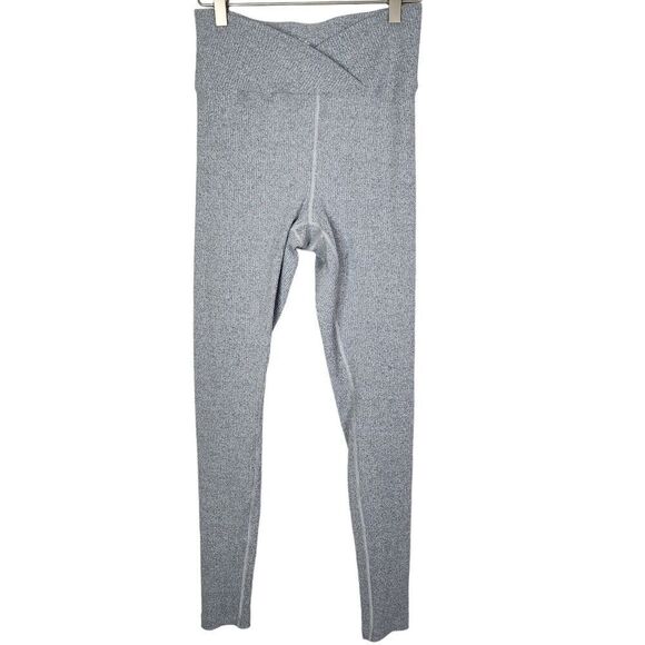 YEAR‎ OF OURS Leggings Womens Large Heather Grey Veronica Ribbed Crossover Pants - Picture 2 of 9